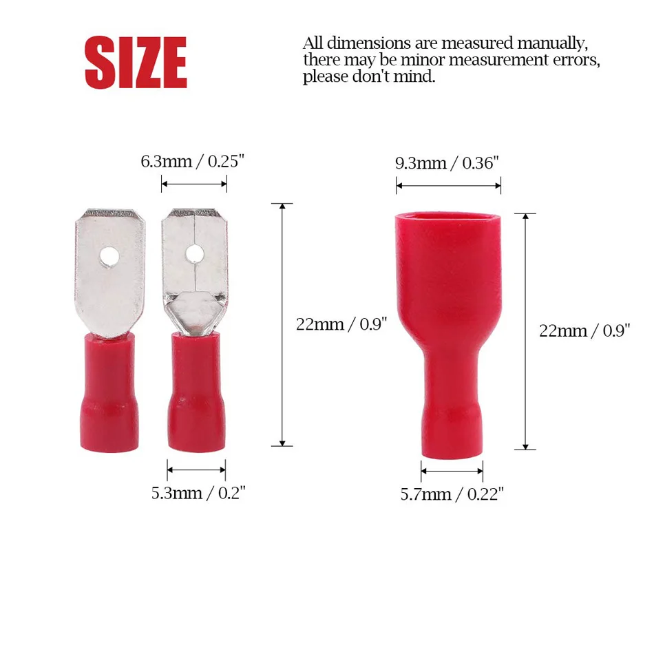 Разъемы для кабеля FDD 100-1 25 250 MDD1.25-250 мм красные гнездо + штекер изолированные
