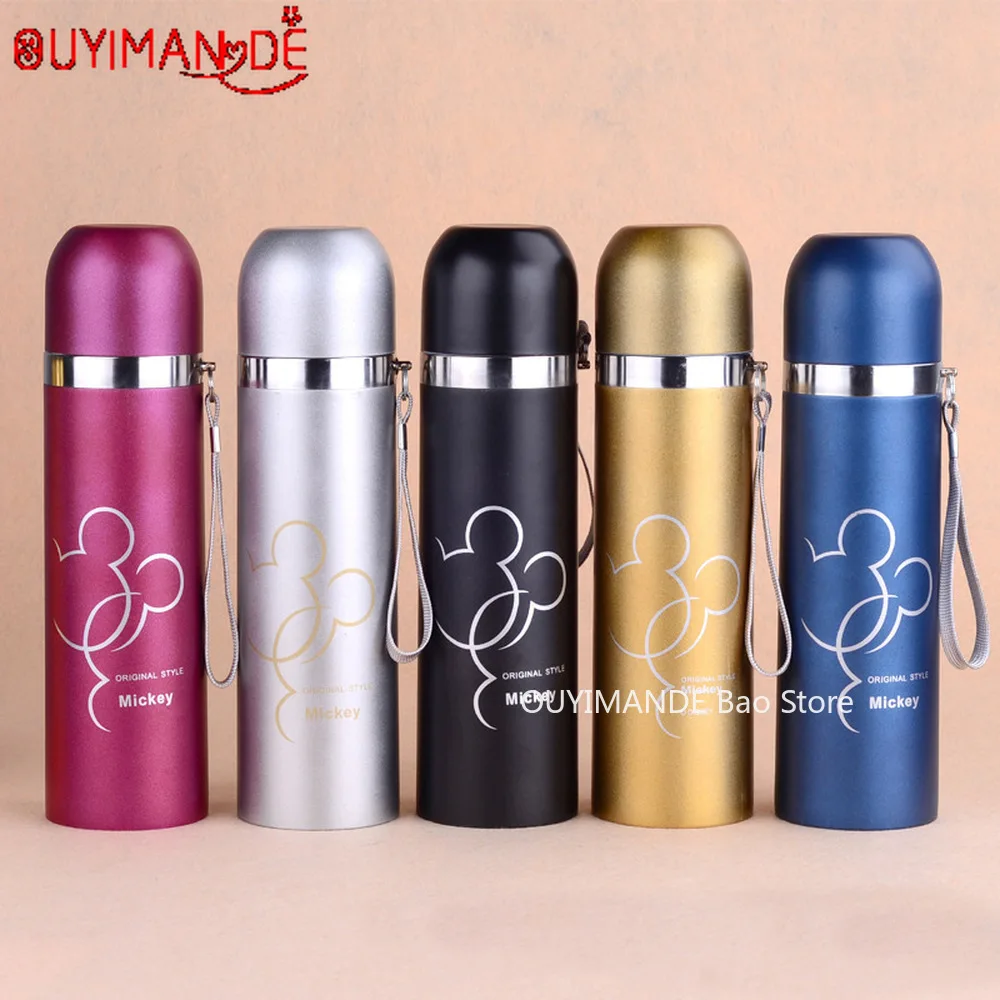 

500ml Hot Water Bottle Bullet Stainless Steel Thermos Bottle Portable Sports Water Bottle Cartoon Thermos Vacuum Flask Kettle