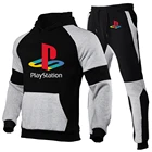 Костюм спортивный мужской из 2 предметов, толстовка с капюшоном и штаны, с логотипом PlayStation, 2021