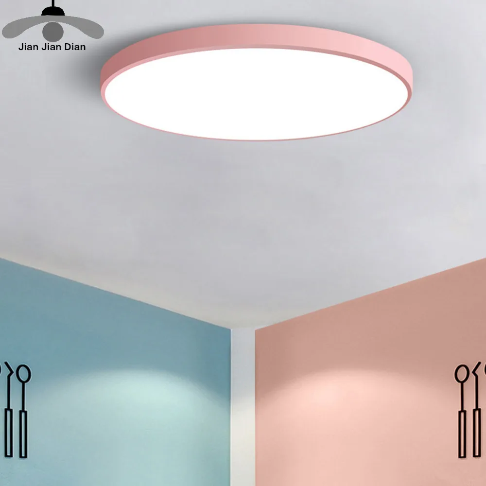 

JJD Macaroon ceiling lamps Ultra-thin 5cm wrought iron modern led ceiling lights for living room bedroom study room