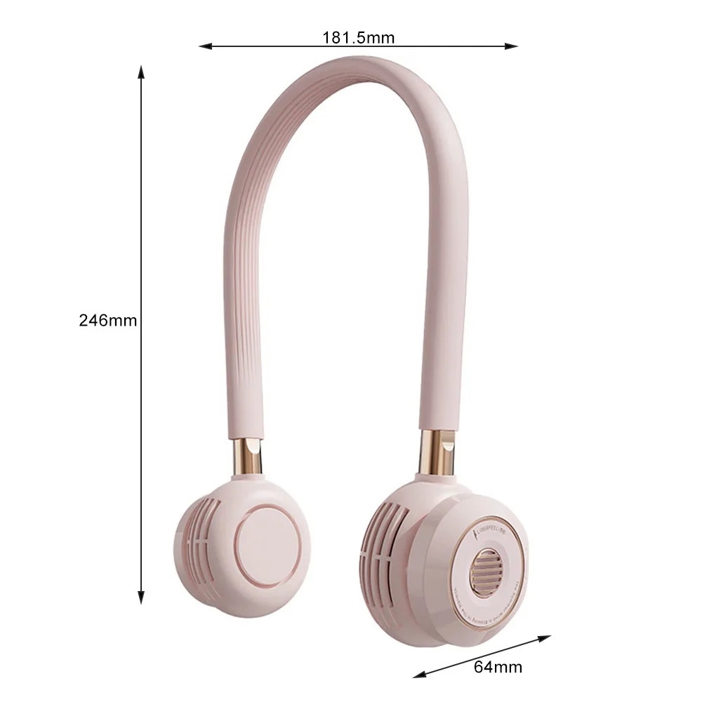 

Mini Neckband Fan Portable USB Rechargeable Headphone Design Fan 360 Degree Rotation Mute Hand Free Neck Cooler for Home Outdoor