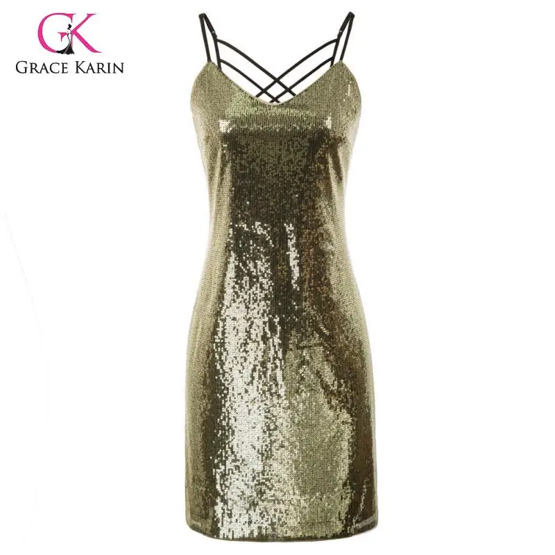 Платья Grace Karin женское сексуальное Клубное облегающее платье с блестками летнее