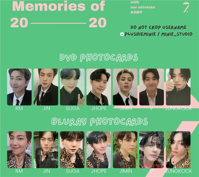 

Kpop Bangtan Boys альбом воспоминания 2020 рекламный щит Фотокарточка коллекция бумаги Bluray Фотокарточка