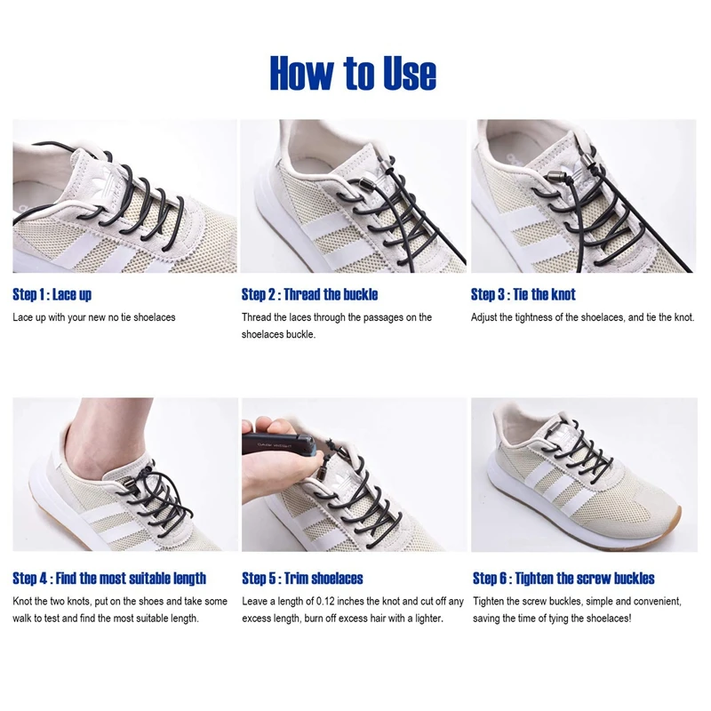 Metal lock Round Shoelaces Elastic Beautiful No Tie Shoe Laces Kids And Adult Fashion Leisure Sneakers Quick Lazy Lace 1 Pair