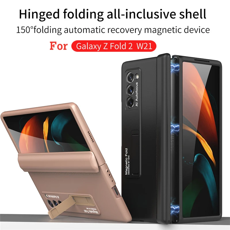 

Hinge Full Protection Case for Samsung Galaxy Z Fold 2 3 5G Phone Cover Magnetic Adsorption Hard Plastic Kickstand Case