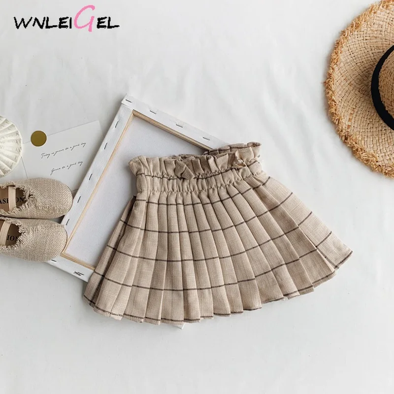 Женская клетчатая юбка WLG бежевая повседневная с оборками универсальная одежда