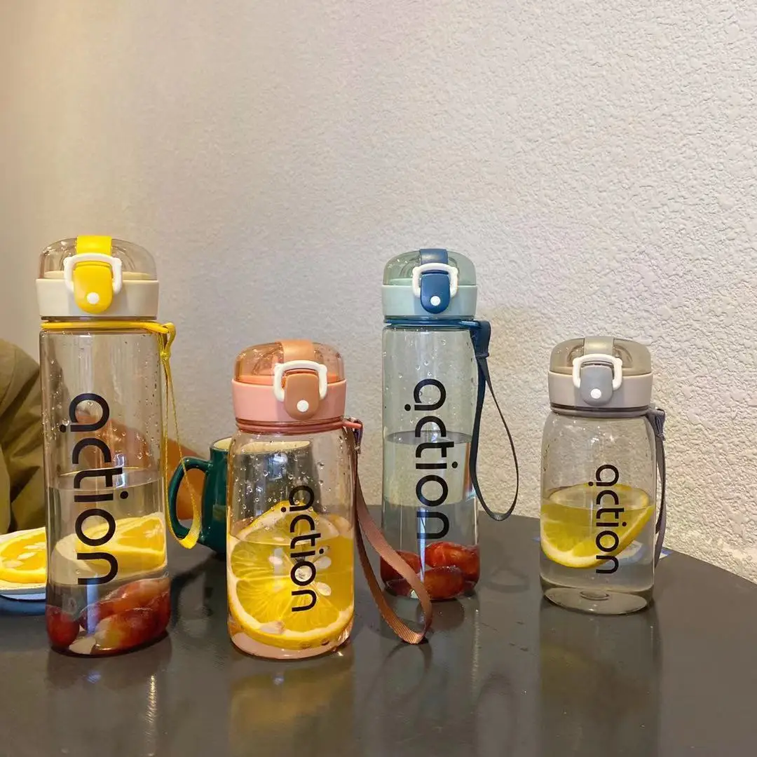 

Simple and creative straight drinking cup personality style letter transparent outdoor sports plastic water cup
