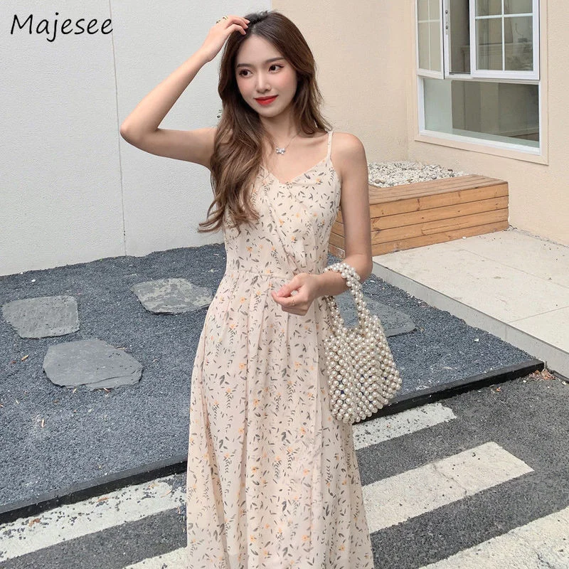 

Платье без рукавов женское ТРАПЕЦИЕВИДНОЕ летнее платье макси с v-образным вырезом с принтом элегантные нежные мягкие Романтический Модные...