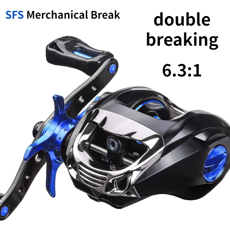 

Double Loading BT 6.3:1 Fishing Reel Stable SFS Merchanical Break Baitcast Wheel 8kg 12+1 BB Long-Range 5 Color Lure 7-25g