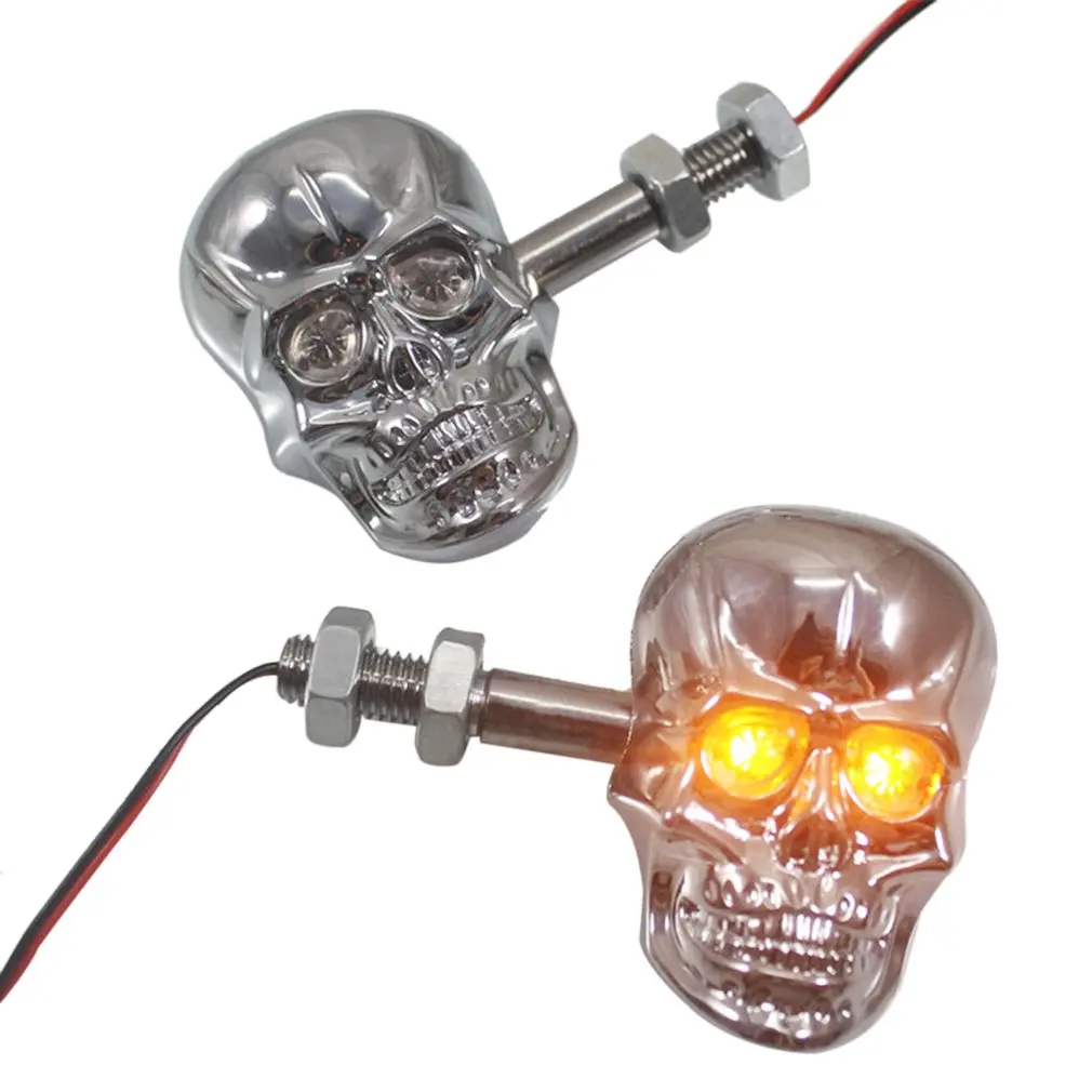 

1Pair Personalized Motorcycle Accessories Refit Punk Skull Shape Turn Signal Lights Indicators for Motorbike