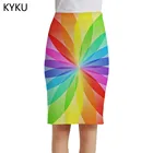 Женская трикотажная юбка-карандаш KYKU, разноцветная трикотажная юбка с 3D-принтом радуги