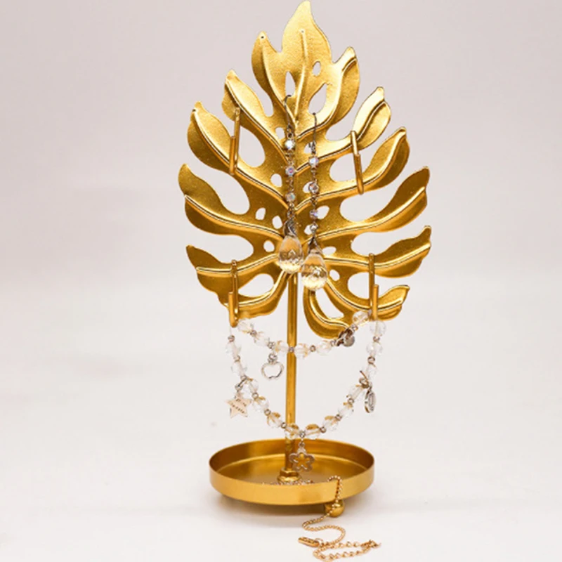 

Leaf Shape Iron Jewelry Display Racks Earrings Necklace Bracelet Ring Holder