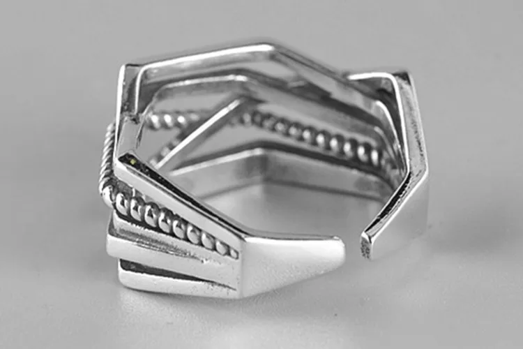 DreamySky Bijoux Boho 925 пробы серебряные геометрические кольца оригинальной формы для женщин Подарки большие Регулируемые кольца на палец
