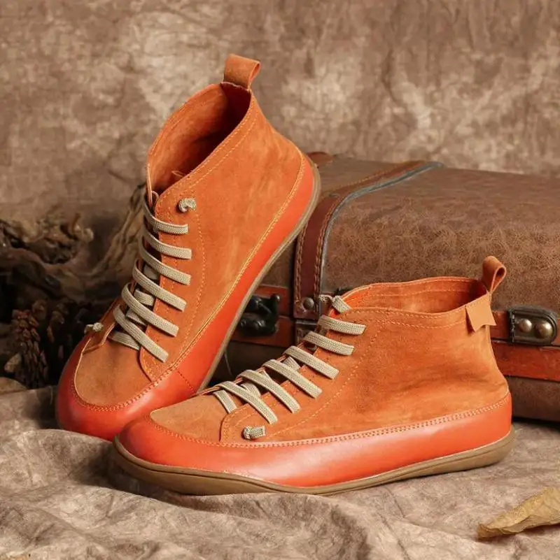 

Осенние женские ботильоны, замшевые ботинки на плоской подошве, на шнуровке, женская обувь, мягкая удобная винтажная Женская обувь в стиле п...