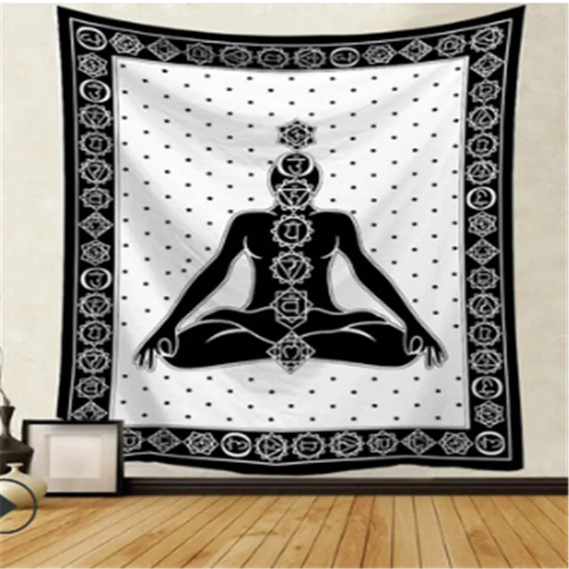 Новейший психоделический гобелен с солнцем черепом и луной таро Богемный Хиппи