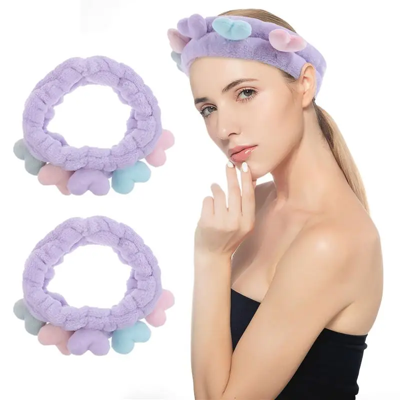

2pcs Spa Facial Hair Ties Washing Hair Scrunchies Headband Heart Hair Bands