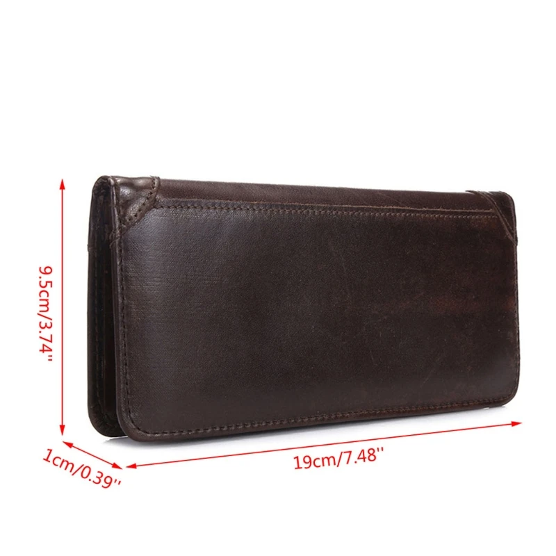 

Men's Genuine Leather Long Wallet Bifold Money Card Holder Clutch Purse Slim Hot 23GE