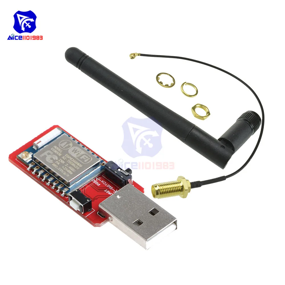 Diymore ESP8266 ESP 07 Wi Fi беспроводной модуль USB для TTL CH340G макетная плата 2 4 ГГц 3dBi IPEX