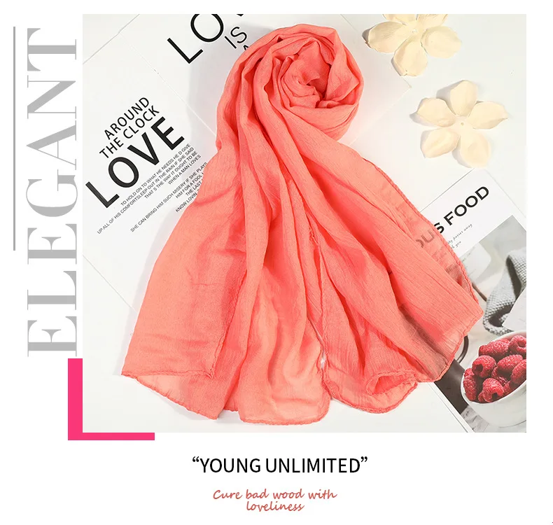 

180*60cm fashion women wild shawl wholesale scarf autumn and winter solid color cotton linen scarf WJ-01