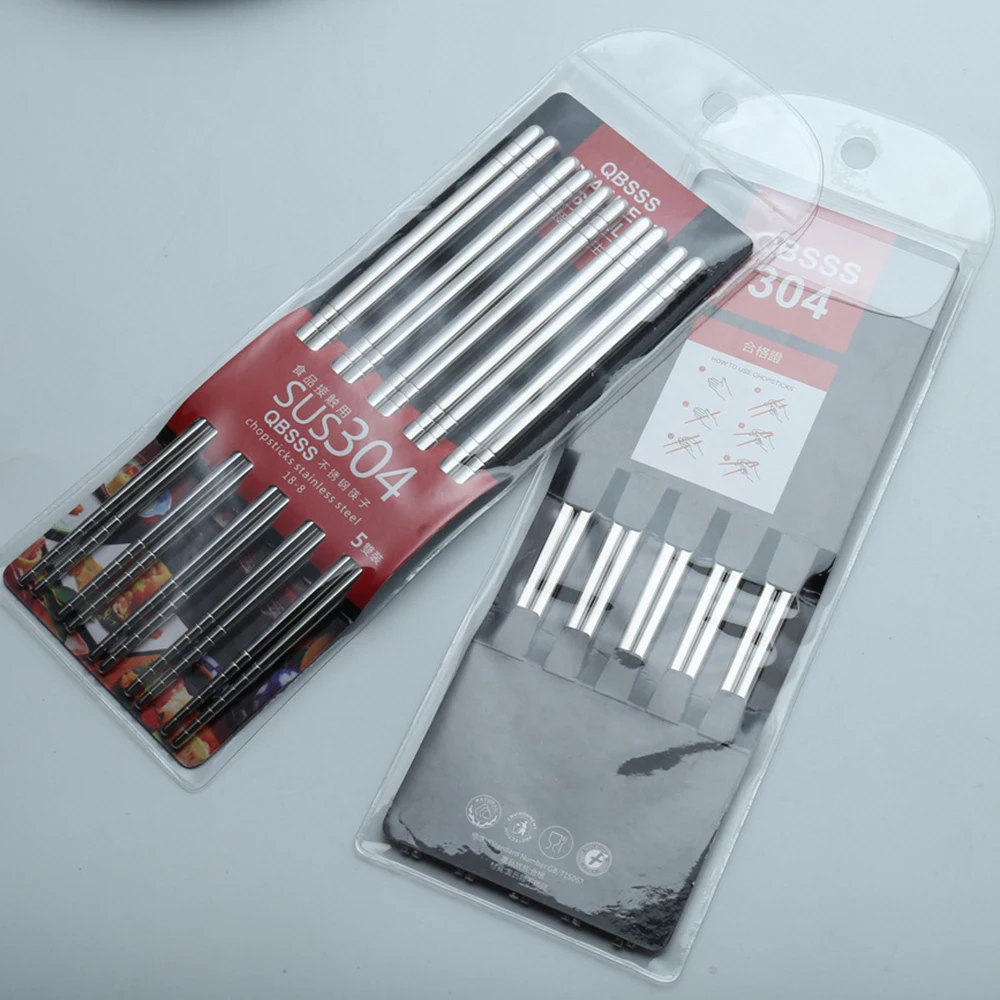 5 пар/упаковка пищевой топ 304 набор посуды из нержавеющей стали противоскользящие