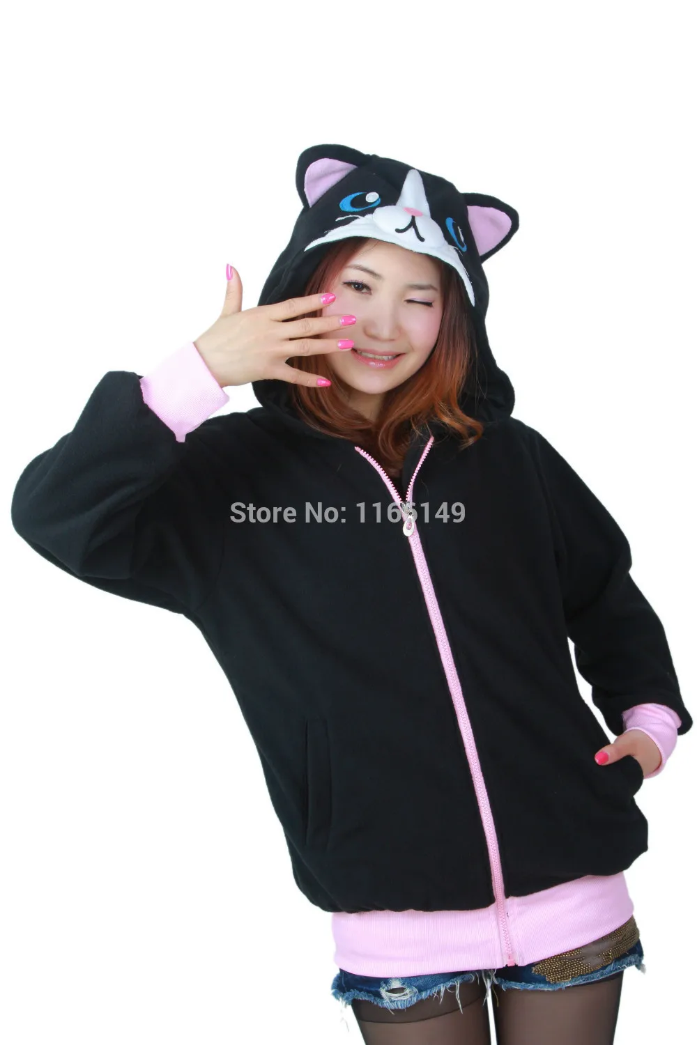 Толстовка с капюшоном Kigurumi изображением кота и животных куртка Аниме Костюм для