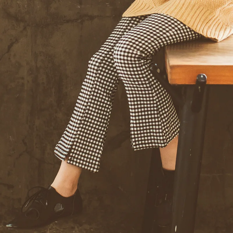 Kids Clohting Pants Autumn Winter 2019 Girls Trousers Plaid Tightness Warmth Preserving High-elastic Girl Clothes | Детская одежда и