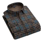 Мужская теплая рубашка AOLIWEN с бархатной подкладкой, с длинным рукавом, в клетку, новинка 2021, повседневная утолщенная зимняя теплая рубашка в клетку с карманами