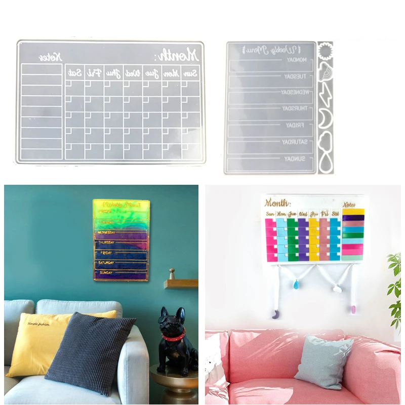 

1pcs Calendar/notepad Resin Silicone Mold DIY Calendar Week Calendar Month Board Mirror Resin Epoxy Mold Handicraft Accessories