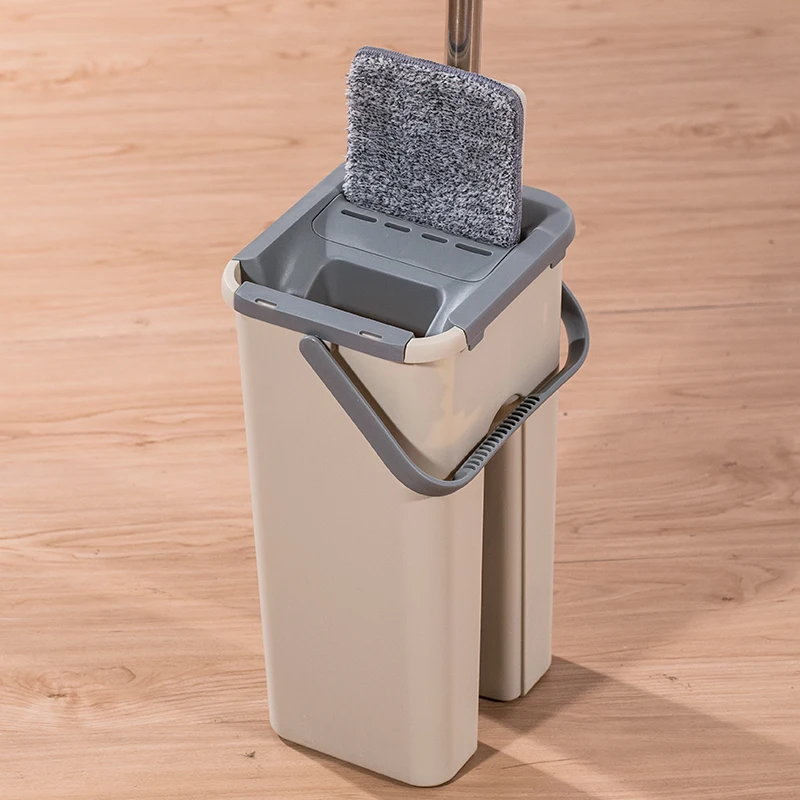 

Flat Squeeze Mop For Wash Floor Cleaning With Bucket And Microfiber Reusable Pads Stainless Steel Handle Wet or Dry Mop Bucket