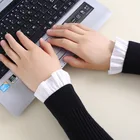 Женские шифоновые белые накладные манжеты с оборками, плиссированные однотонные съемные накладные рукава, утепленные запястья, аксессуар для одежды, 2022