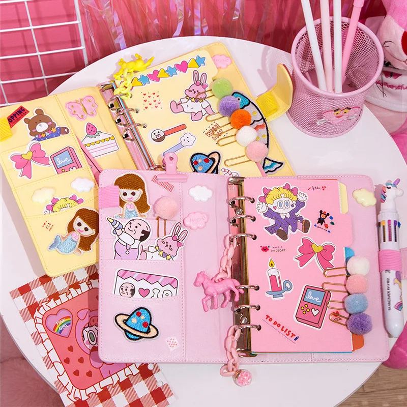 Kawaii PU планировщик блокнот розовый A6 спиральный блокнот планировщик Органайзер связующий дневник пули блокнот-журнал