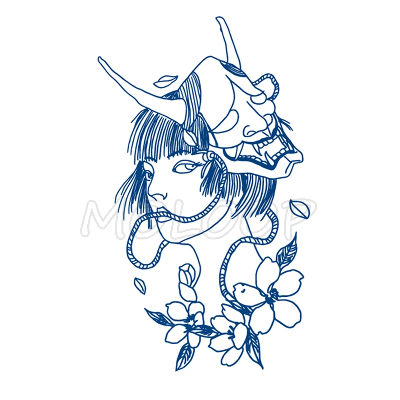 

Сок татуировки Стикеры Праджня маска, рутая девочка цветок Водонепроницаемый временный Макияж Поддельные татуировки для Для женщин мужчин...