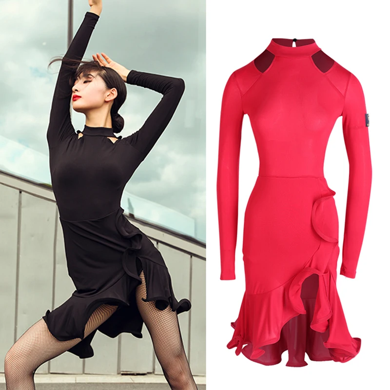 Женское платье для латиноамериканских танцев красная юбка взрослых откровенное