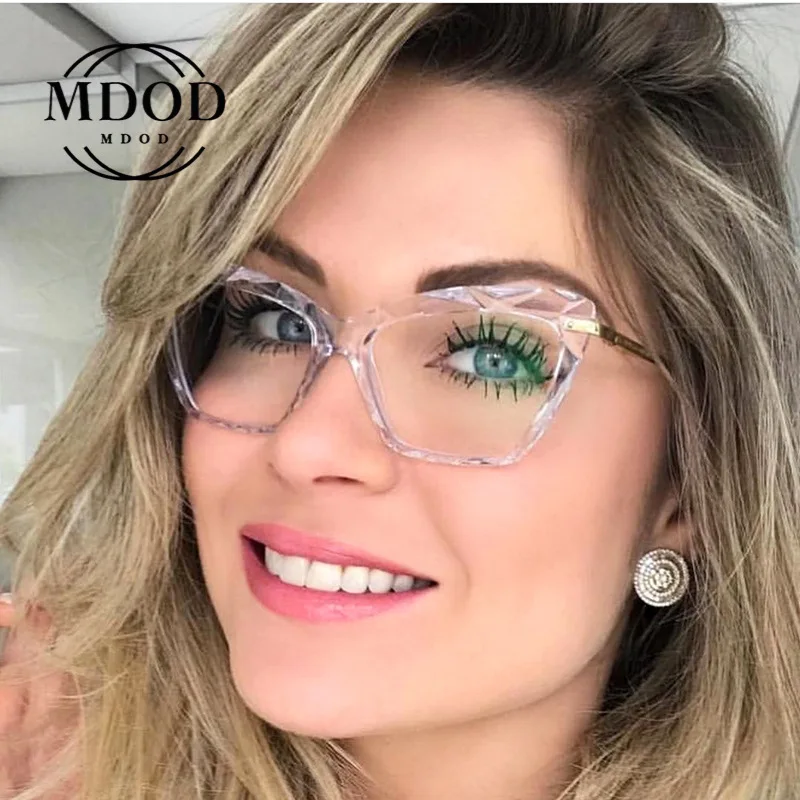 Прозрачные очки кошачий глаз модные квадратные большие оправы для очков женщин