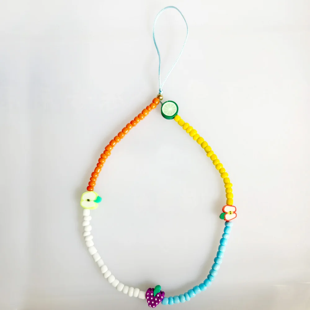 New Colorful Acrylic Bead Mobile Phone Chain Universal Simple CellPhone Choker Necklace Strap Lanyard For Keys Lady Gift