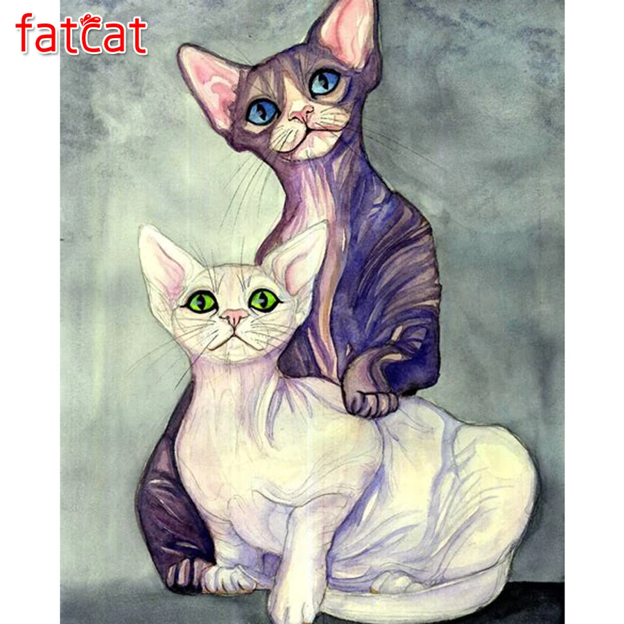 FATCAT алмазная живопись полная дрель животное Сфинкс Кошка искусство Алмазная