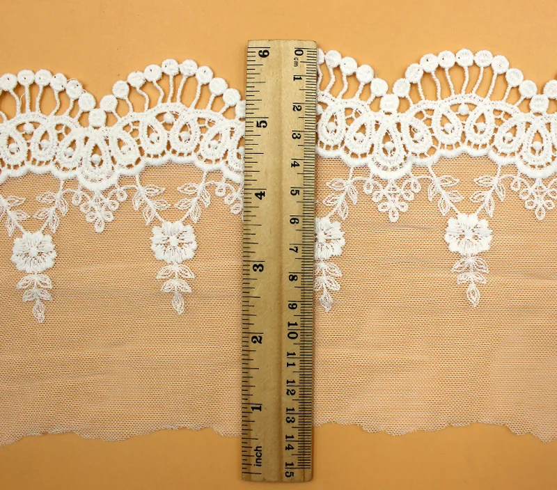 2 ярда африканская кружевная лента 13 5 см ширина вышитое кружево Белый Черный