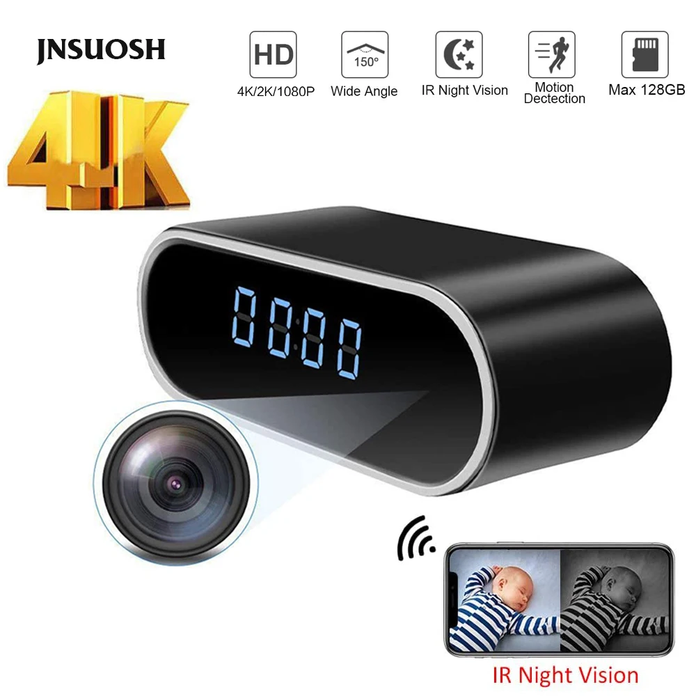 

HD 1080P Remote Detection Mini WIFI 4K Clock Camera Portable DV DVR Mini Camcorder IP Nanny Cam Night Version With hidden TF