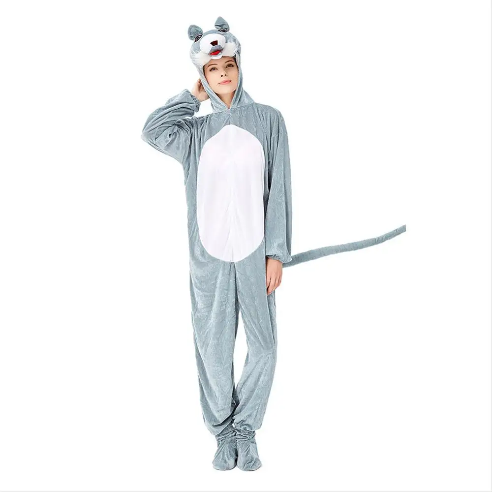 Животные кигуруми волк костюм для взрослых Для мужчин женщин фланель комбинезон
