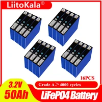 16pcs liitokala 3 2v 50ah lifepo4 cell lithium iron phosphate for 12v 50ah 24v rechargeable battery pack 48v solar energy storag