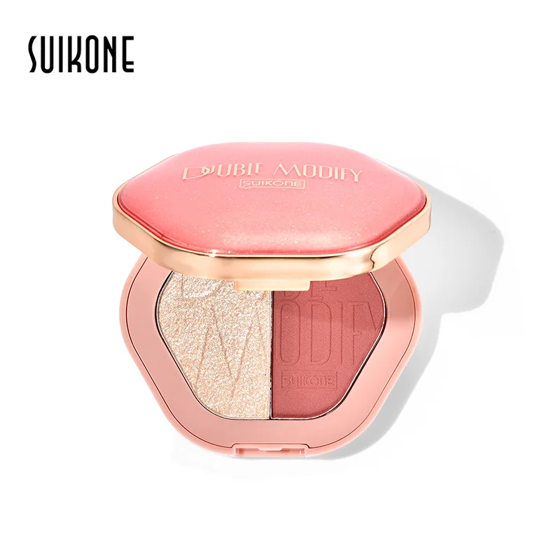 

Two-Color Blush Highlight Palette Shimmer Matte Powder Face Contour Waterproof Long lasting Setting Powder Professiong Makeup