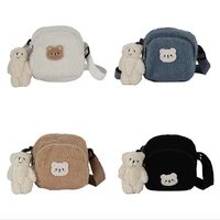 2022 New Cute Bear Messenger Bag Women Plush Mobile Phone Bag Girls Small Shoulder Bag