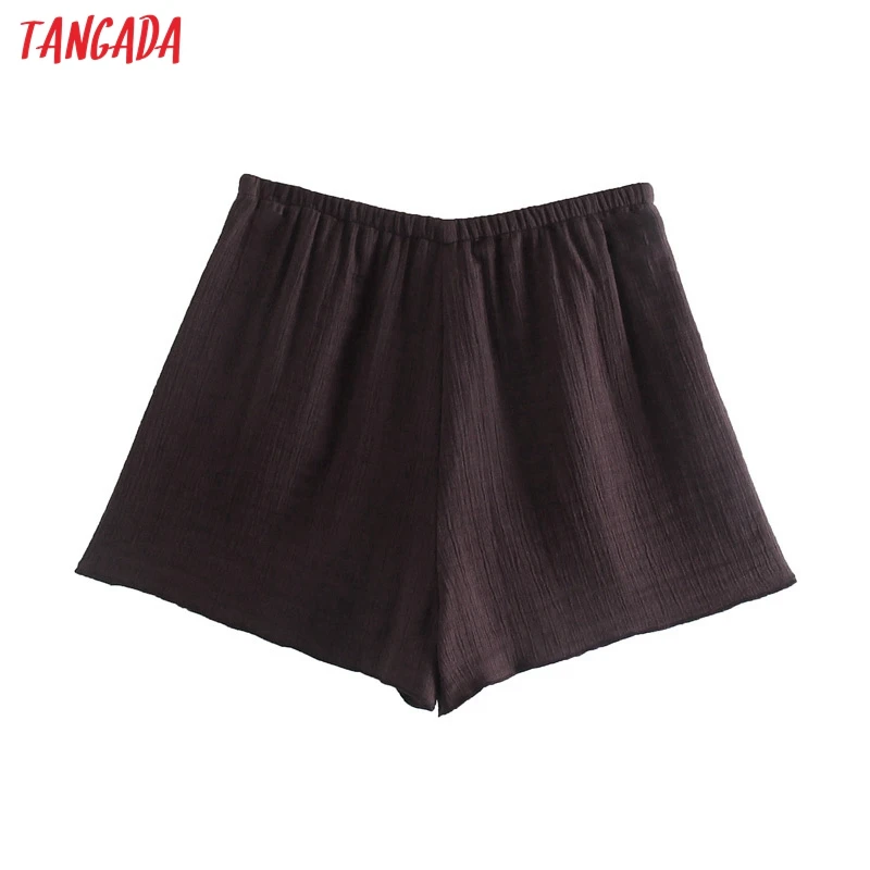 

Tangada Women Solid Summer Beach Shorts Strethy Waist Female Retro Basic Casual Shorts Pantalones 4N39