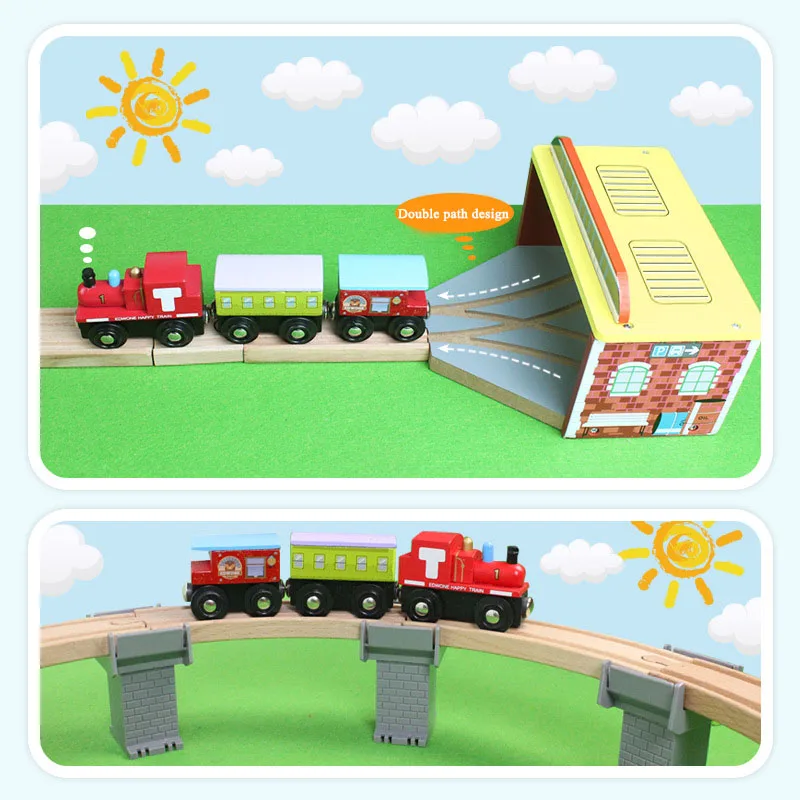 Full Set Wooden Train Track Railway Toy Accessories Red Big Size Rainbow Bridge Toys for Children | Игрушки и хобби