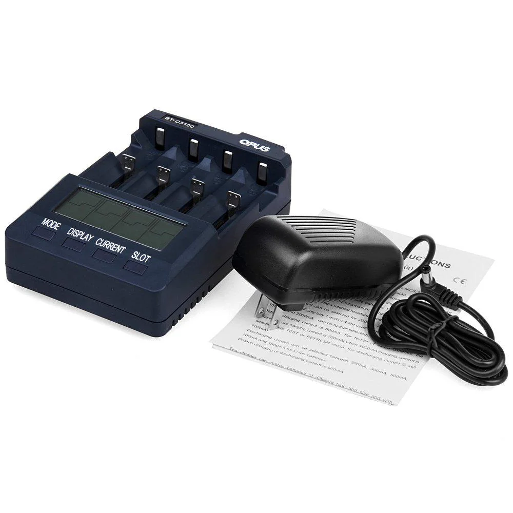 

NEW Arrival Standard Battery Charger Opus BT-C3100 V2.2 Digital Intelligent 4 Slots AA/AAA LCD Battery Charger r57 100% brand