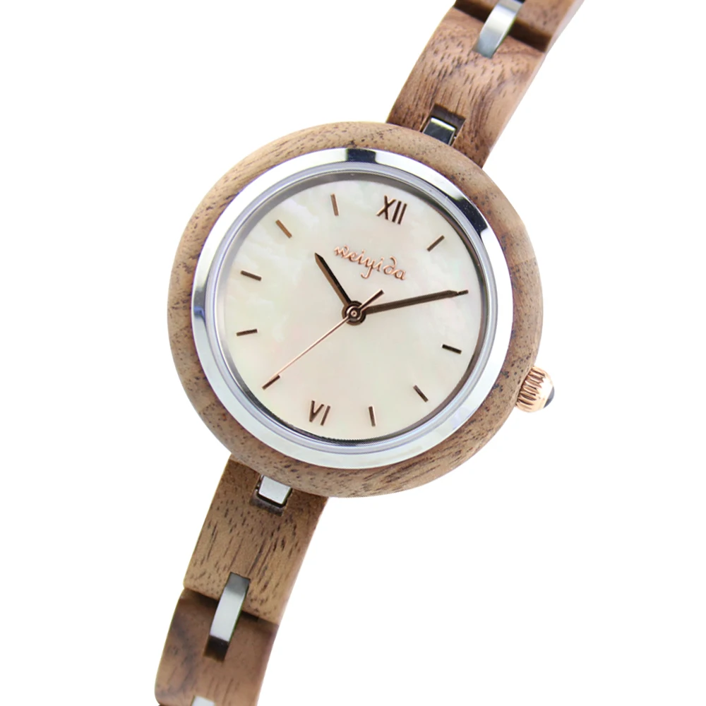 צמידים לנשים NEW Women Watch Steel + Wood Strap waterproof  luxurious Quartz Watch Watch Wood Ladies Watch  relogio