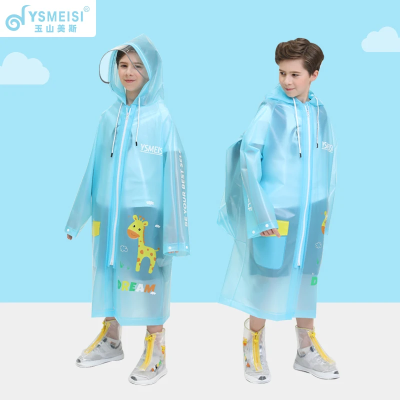 

Children's Raincoat Poncho School Whole Body with Schoolbag for Boys and Girls Older Children Baby Rain Gear