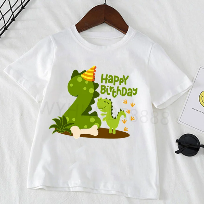 Детская белая футболка с изображением динозавра и цифр 24 мес.-8 лет летний топ