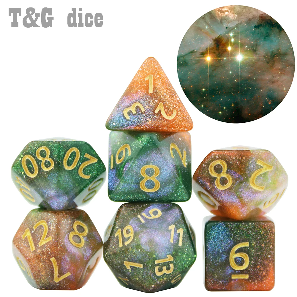 Shinny Universe Galaxy RPG DND игра цифровые кости набор D4 D20 с сумкой крутой для настольной