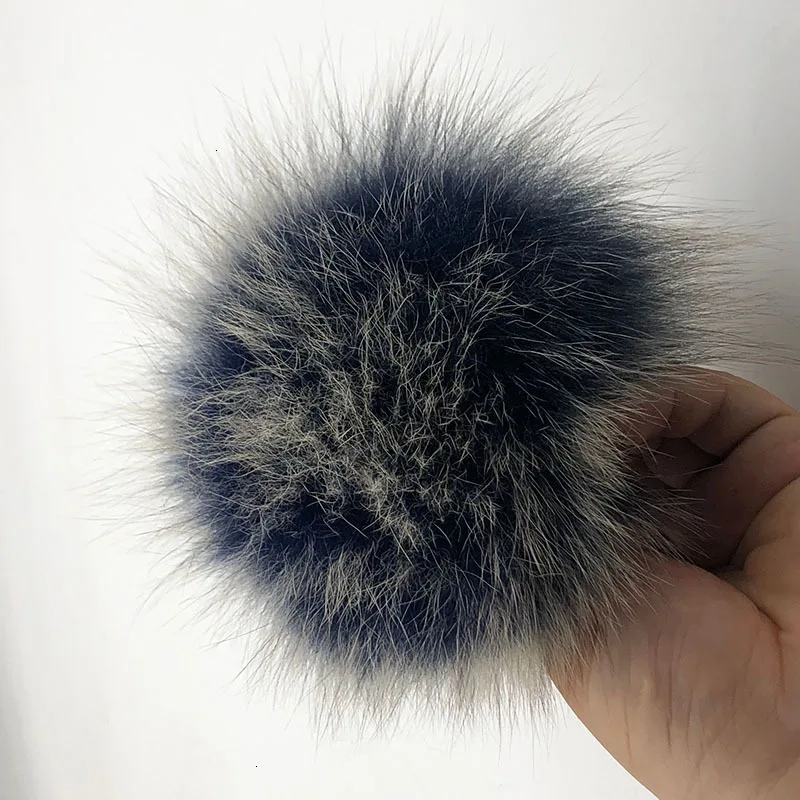 15 см натуральный животный Hairball Hat помпон ручной работы DIY действительно енот большой волос шар шляпа помпон с пряжкой